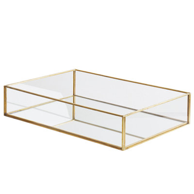 B&Q -  Decorative Tray Grenoble Glass Gold