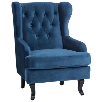 Beliani Wingback Chair Alta Velvet Dark Blue from B&Q