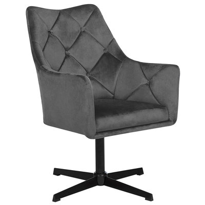 Beliani Swivel Armchair Vaksala Velvet Dark Grey from B&Q