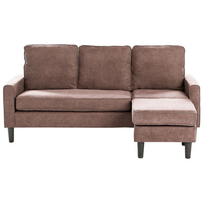 Beliani Sofa 3 Seater Avesta Fabric Brown With Ottoman from B&Q