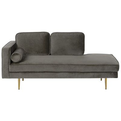 Beliani Left-Hand Chaise Longue Miramas Velvet Taupe from B&Q