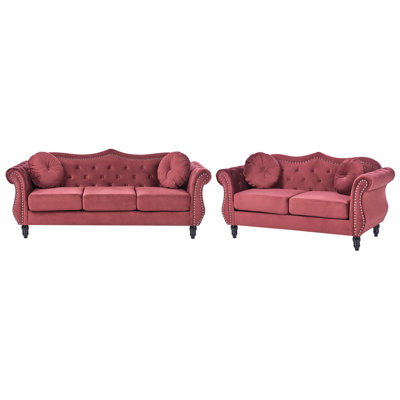 Beliani Living Room Set 5 Seater Skien Velvet Dark Red from B&Q
