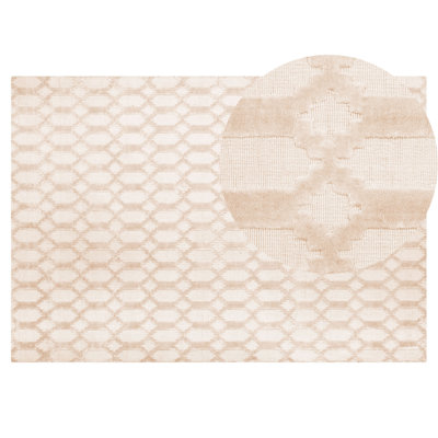 B&Q -  Rug Cizre Beige 140 X 200 Cm Viscose