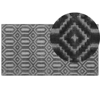 B&Q -  Rug Adatepe Dark Grey 80 X 150 Cm Viscose
