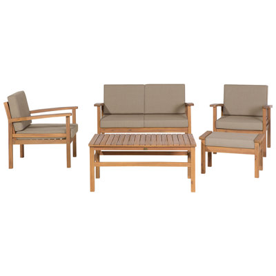 Beliani Garden Lounge Set With Table 4 Seater Manila Light Brown Certified Acacia Wood