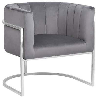 Beliani Glam Armchair Larvik Velvet Grey