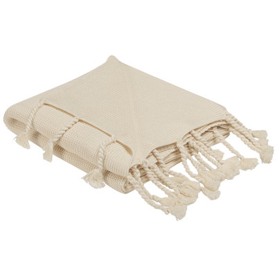 Beliani Blanket Nazilli Cotton 125 X 150 Cm Beige from B&Q