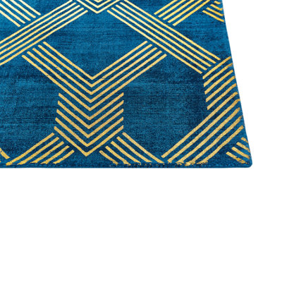 B&Q -  Rug Vekse Blue 140 X 200 Cm Viscose