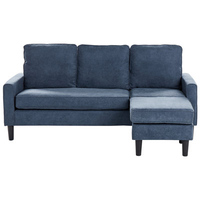Beliani Sofa 3 Seater Avesta Fabric Dark Blue With Ottoman from B&Q