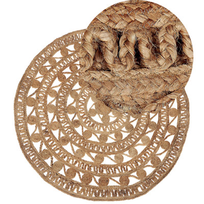 B&Q -  Boho Rug Kerer Beige 140 Cm Jute