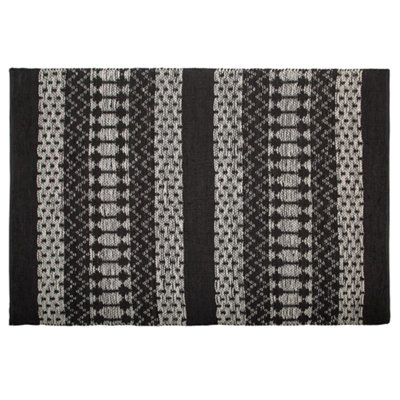B&Q -  Rug Sokun Black 140 X 200 Cm Leather