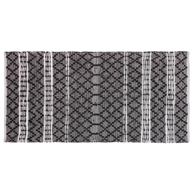 B&Q -  Rug Fehimli Black 80 X 150 Cm Leather