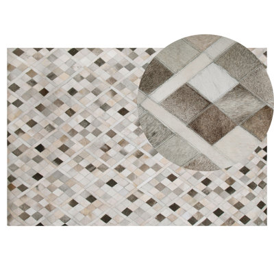 B&Q -  Rug Hirka Grey 140 X 200 Cm Leather
