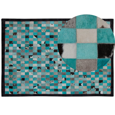 B&Q -  Rug Nikfer Turquoise 160 X 230 Cm Leather