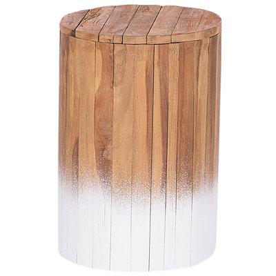 B&Q -  Side Table Movas Teak Wood Brown/ White