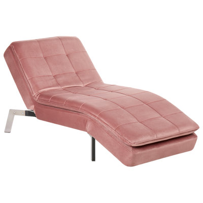 Beliani Chaise Longue Loiret Velvet Pink from B&Q