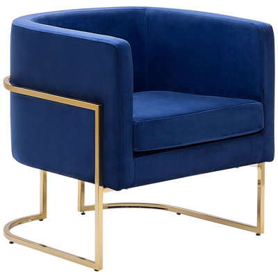 Beliani Armchair Sirkka Velvet Dark Blue from B&Q