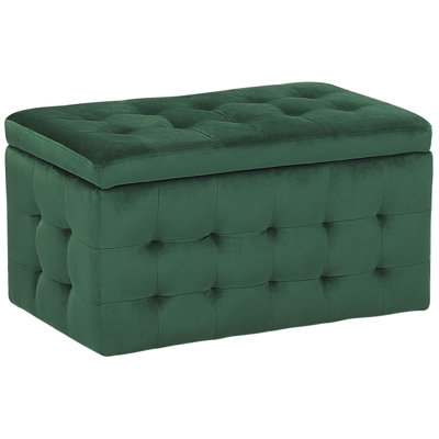 Beliani Storage Ottoman Michigan Velvet Dark Green from B&Q