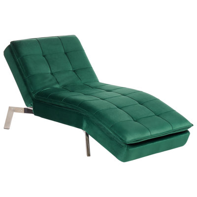 Beliani Chaise Longue Loiret Velvet Emerald Green from B&Q