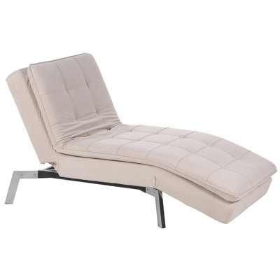 Beliani Chaise Longue Loiret Velvet Beige from B&Q