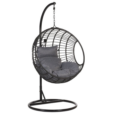 Beliani Hanging Chair With Stand Aspio Pe Rattan Black from B&Q