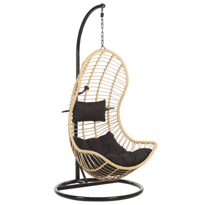 Beliani Hanging Chair With Stand Pineto Pe Rattan Natural from B&Q