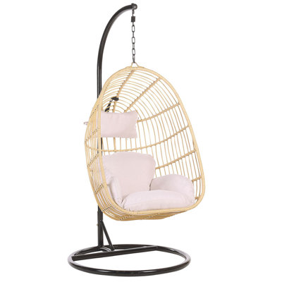 Beliani Hanging Chair With Stand Casoli Pe Rattan Natural from B&Q
