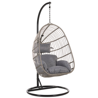 Beliani Hanging Chair With Stand Casoli Pe Rattan Grey from B&Q