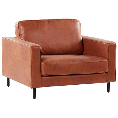 Beliani Armchair Savalen Faux Leather Golden Brown from B&Q