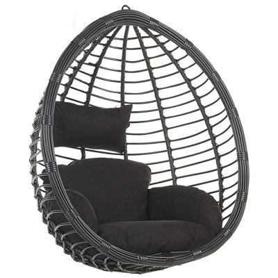 Beliani Hanging Chair Tollo Pe Rattan Black from B&Q