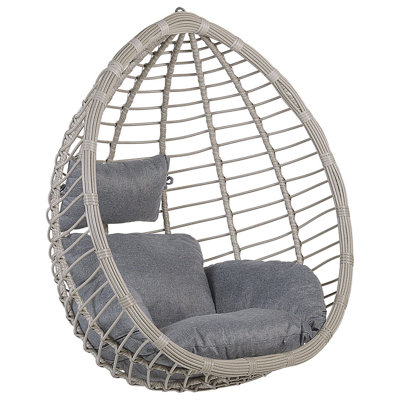 Beliani Hanging Chair Tollo Pe Rattan Grey from B&Q