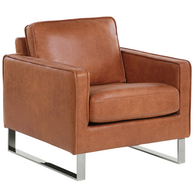 Beliani Armchair Vind Faux Leather Golden Brown from B&Q