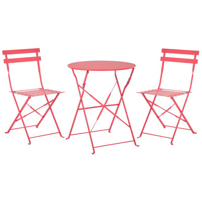 B&Q -  Bistro Set Folding Fiori Metal Red