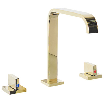 Beliani Basin Mixer Tap Kagera Brass Gold from B&Q