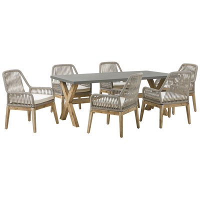 Beliani Olbia 6 Seater Garden Dining Set Beige With Cushions from B&Q
