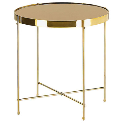 B&Q -  Side Table Lucea Tempered Glass Gold