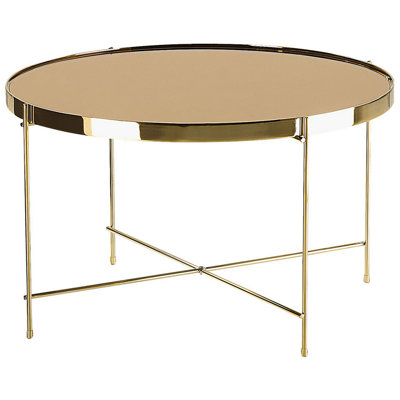 B&Q -  Coffee Table Lucea Tempered Glass Gold
