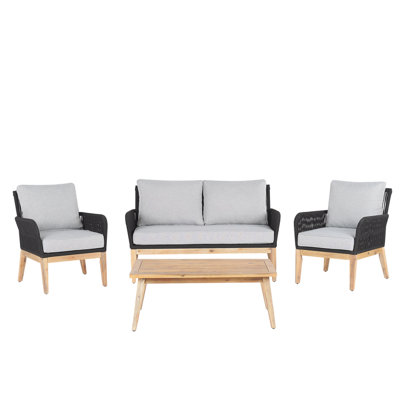 Beliani Garden Lounge Set With Table 4 Seater Merano Grey Acacia Wood
