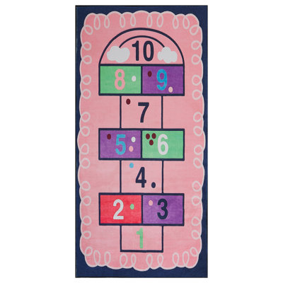 Beliani Kids Rug Hopscotch Print 80 X 150 Cm Honaz Pink