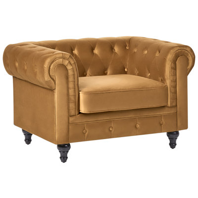 Beliani Armchair Chesterfield Velvet Gold from B&Q