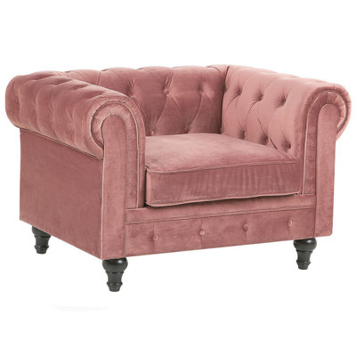 Beliani Armchair Chesterfield Velvet Pink from B&Q