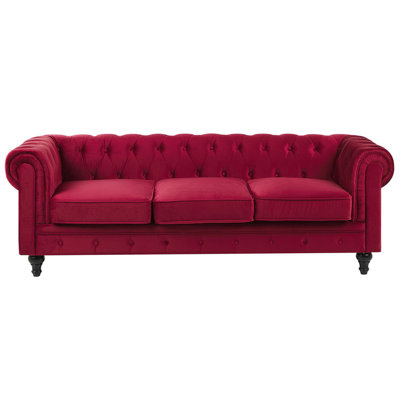 Beliani Sofa 3 Seater Chesterfield Velvet Dark Red from B&Q