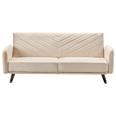 Beliani Sofa Bed 3 Seater Senja Velvet Beige from B&Q