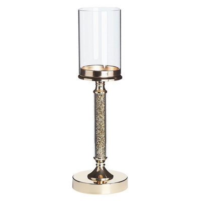 Beliani Candle Holder Abbeville Glass 41 Cm Gold