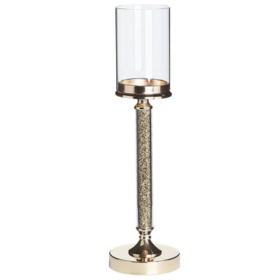 Beliani Candle Holder Abbeville Glass 48 Cm Gold