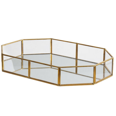B&Q -  Decorative Tray Chabris Glass Gold