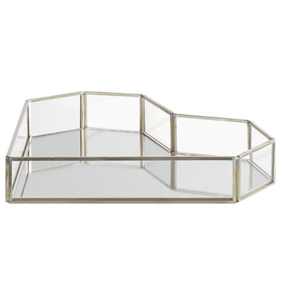 B&Q -  Decorative Tray Heart Pontivy Glass Silver
