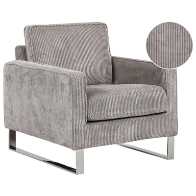 Beliani Armchair Vind Corduroy Light Grey from B&Q