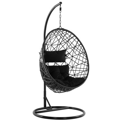 Beliani Hanging Chair With Stand Alatri Pe Rattan Black from B&Q