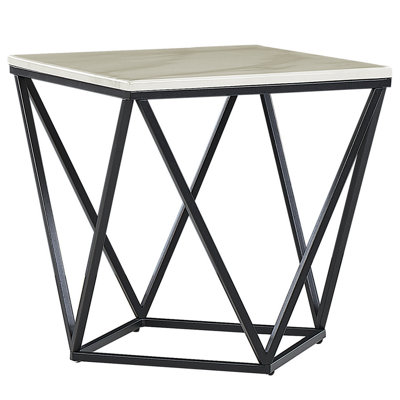 B&Q -  Side Table Malibu Marble/ Black